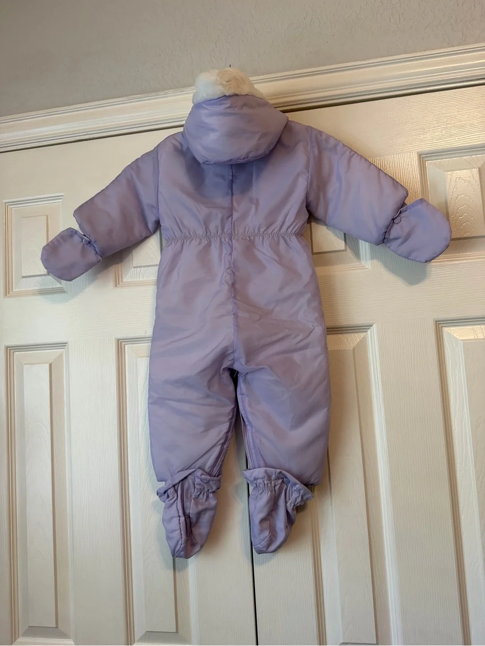Vintage Lilac Baby One-Piece Snowsuit with Cat Embroidery JCP